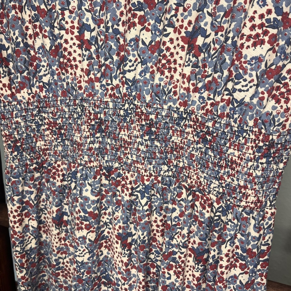 Nation LTD Pima Cotton Martine Casual Peasant Floral Smocked Midi Dress Small - Picture 8 of 12